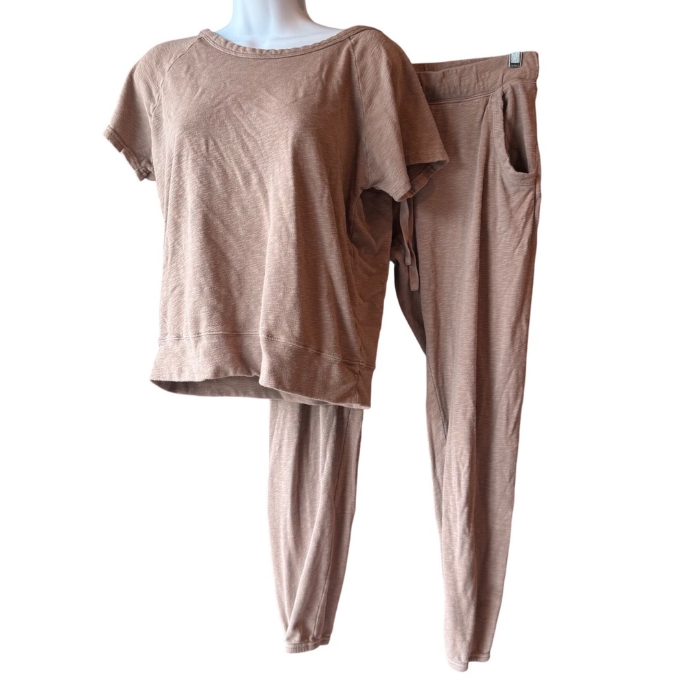 Bobi Los Angeles Lounge Set Taupe Joggers Tee Soft Casual Size Small